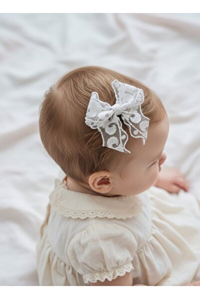Toka Delisi Parlak Açık Gri Dantel Saçsız Bebek Tokası, Az Saçlı Bebek Tokası