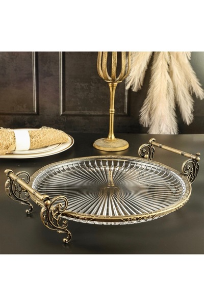 hediye Esterhomedecor Round Glass Serving Plate 31cm