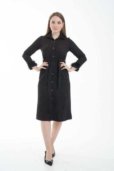 Nichii Brown Plain Midi Belted Dress