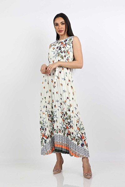 Nichii فستان ماكسي متعدد الألوان مزين بالزهور مع حزام