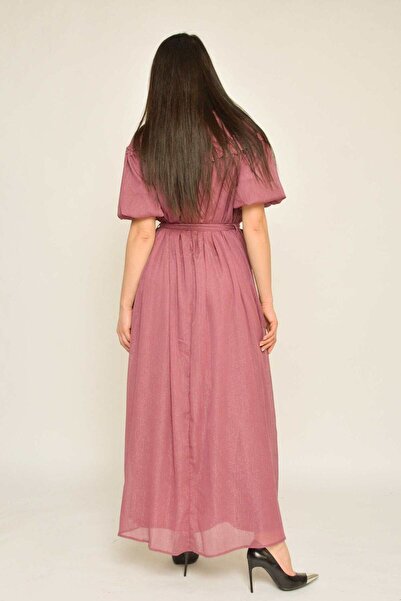 Nichii فستان ماكسي سادة بقصة حرف A مع حزام