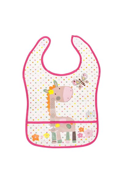 OEM Transparent bib with pink border, giraffe with polka dots and butterfly. ...