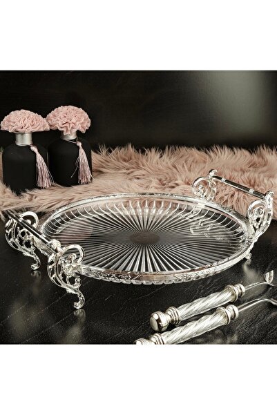 hediye Esterhomedecor Round Glass Serving Plate 31cm