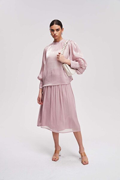 Livia Ruffled Solid Midi Skirt