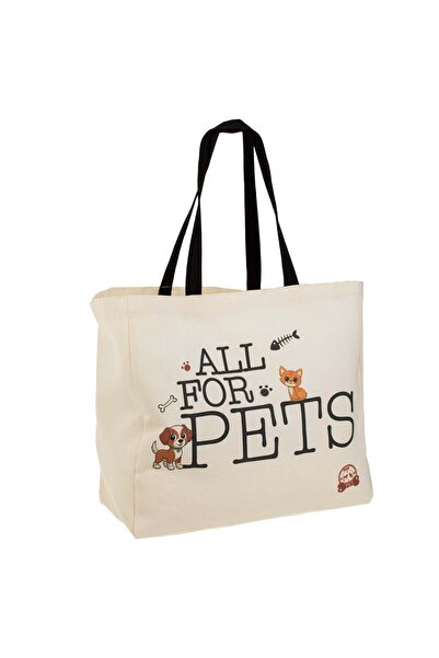OEM Reusable bag made of durable canvas, ecru in color, with animal pattern a...