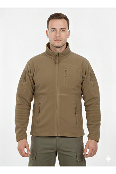 Nazlyna Men's Tactical 5-Pocket Fleece Jacket 280 Gr Anti-Pilling Outdoor Coat