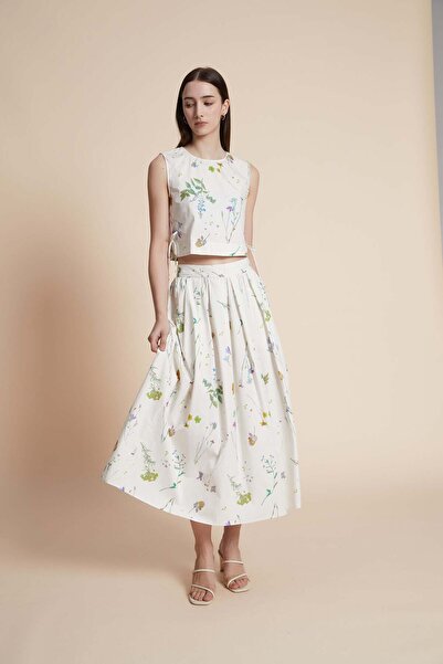 Yola تنورة ميدي واسعة بقصة زهرية