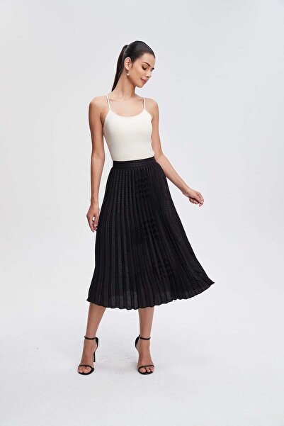 Livia Plain Pleated Midi Skirt