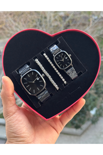 Tulpar Trendy Model Lover Couple Wristwatch Set with Calendar Function in a S...