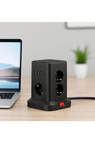 Genel Markalar WP-707 3 Usb-A + 1 Type-C Çıkışlı Kule Tipi Akım Korumalı Çokl...