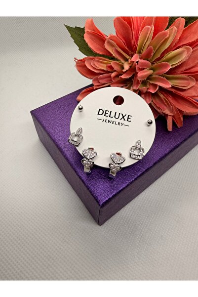 JEWELRY Zircon Stone Heart 6-Piece Steel Earring Set