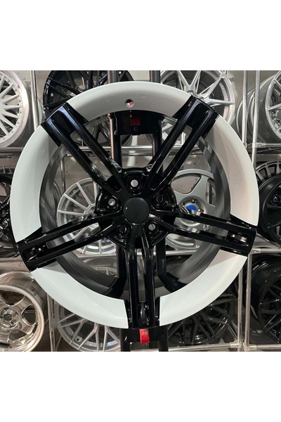 RC 18 inç 5x100 Taycan Egea Doblo İbiza Polo Fabia Uyumlu Siyah, Beyaz Jant M...