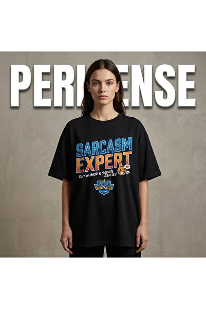 PERISENSE Unisex Sarcasm Expert Printed Premium Combed Cotton Oversized T-Shirt