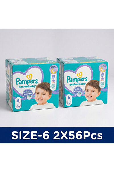 Pampers Active Baby Diapers, No. 6, 13-18 kg, 2 x 56 pieces