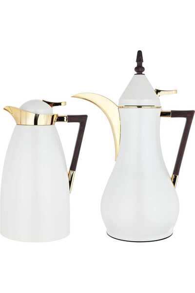 Generic طقم ترمس من معرض السيف، قطعتان، سعة 1 لتر، غلاف داخلي زجاجي، غلاف خار...