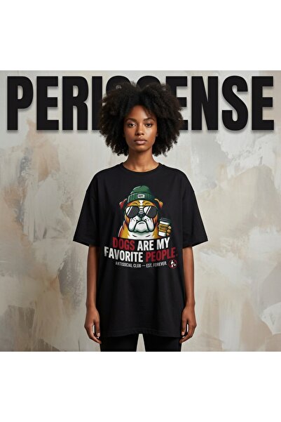 PERISENSE Unisex Dogs Are My Favorite People Printed Premium Combed Cotton Ov...