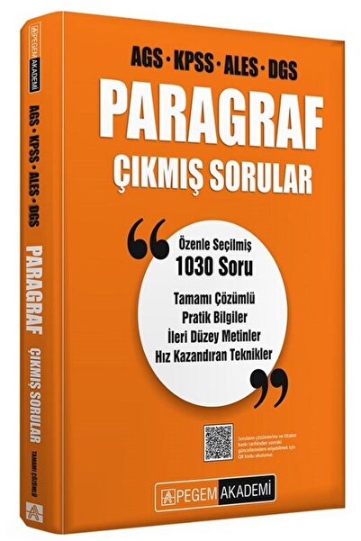 Pegem Akademi Yayıncılık Pegem 2026 KPSS MEB-AGS ALES DGS Paragraf Çıkmış Sor...