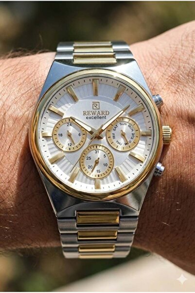 Reward ساعة يد رجالية متعددة الوظائف |   علبة فولاذية مقاس 45 ملم، زجاج معدني...