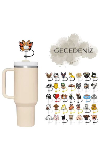 GECEDENİZ Thermos Compatible Straw Stopper Dog No 17