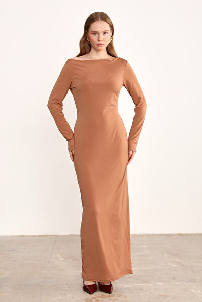 LADYA COLLECTION Καφέ Φόρεμα Βαλέρια Μακρύ