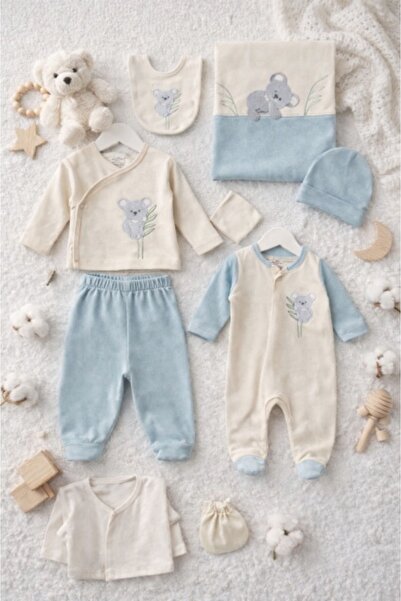 Pure Boutique Set nou nascut 10 piese haine bebe bumbac body salopeta pantalo...