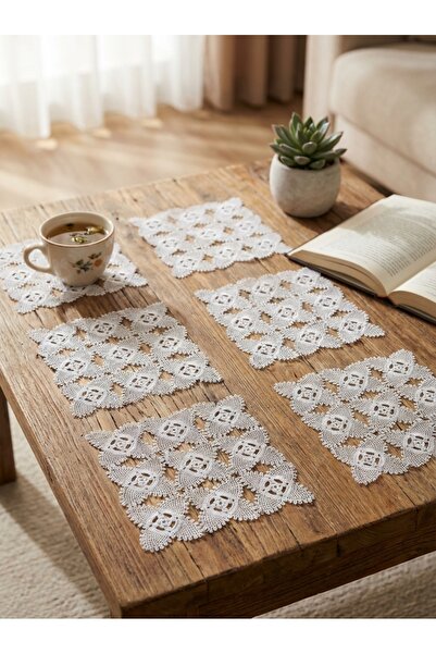 Muhtalif Markalar Gönen El İşçiliği İğne Oyası Oda Takımı - 6'lı Sehpa Ve Tep...