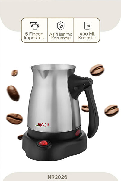 Erdem Store Electric Coffee Pot 800W Stainless Steel 5-Cup Turkish Coffee Mak...