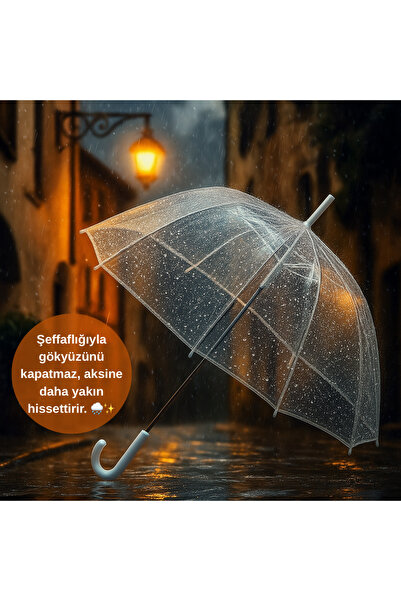 Empressco Şeffaf Rüzgar Geçirmez Unisex Şemsiye, Şık ve Hafif Tasarım