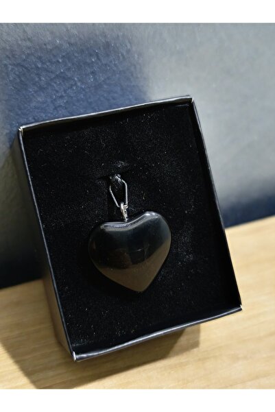 ARCYT DESİNG قلادة من الحجر الطبيعي على شكل قلب (أوبسيديان)