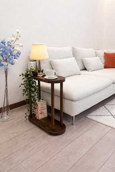 ostende Masif Ahşap Yan ve Orta Sehpa Ceviz Rengi Salon Yatak Odası Komodin K...