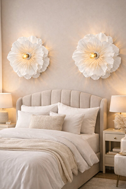 Bubihome Lumi Bloom 2’li El Yapımı Çiçek Aplik Seti – Dekoratif Duvar Lambası...