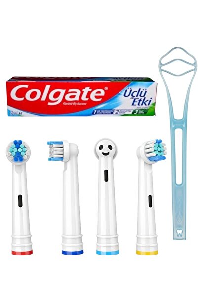 Colgate Üçlü Etki + Oral B Uyumlu Diş Fırçacı Yedek Başlık 4 Adet + Dil Temiz...