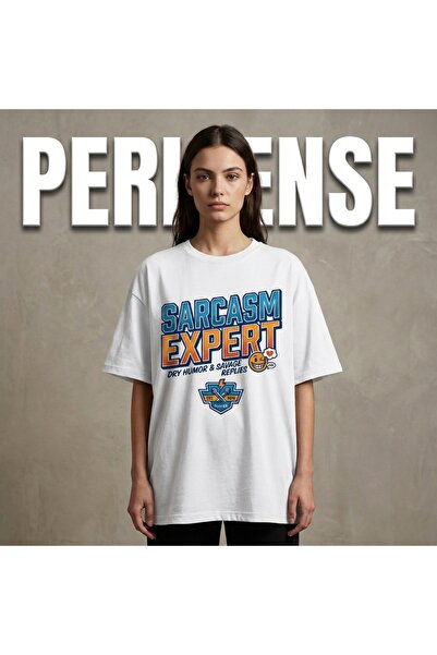 PERISENSE Unisex Sarcasm Expert Printed Premium Combed Cotton Oversized T-Shirt