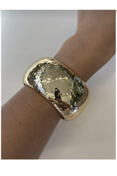 Takıcım Pırıltı Kalın Gold Dövme Model Kelepçe Bileklik