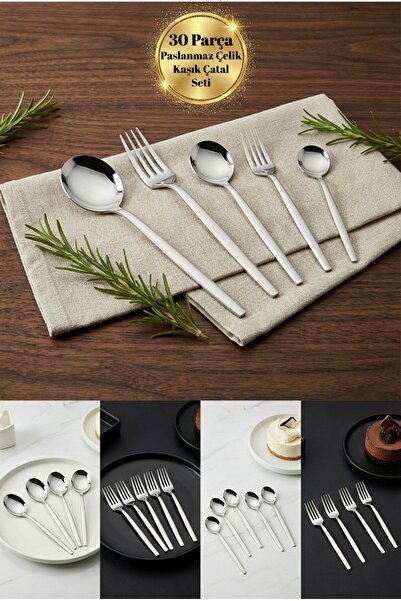 TARIK HOME PASLANMAZ ÇELİK 30 PARÇA ÇATAL KAŞIK SETİ