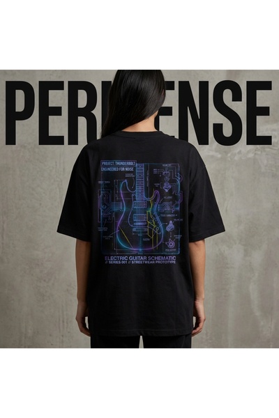 PERISENSE Tricou oversize unisex din bumbac pieptănat premium, cu imprimeu BL...