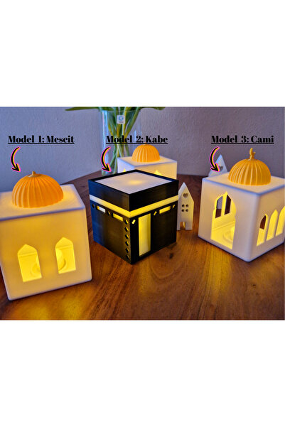 3d soft light Cami Maket Tealight Işıklı Dekor – Dini Ev Süsü - LED Mum Dahil...