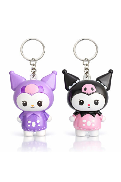 Srctech Siyah Mor Kuromi Sukuşi Figürlü Yumuşak Anahtarlık 2'li