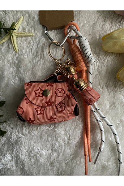 NUR LUCIA حقيبة صغيرة وردية اللون على شكل سلسلة مفاتيح، إكسسوار تشارمي