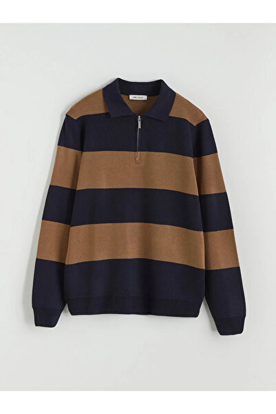 LC Waikiki Polo Neck Striped Men's Knitwear Sweater
