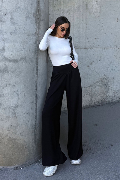 bacc Black Flared Ultra Soft Fabric Pants Bcdf-25P0003