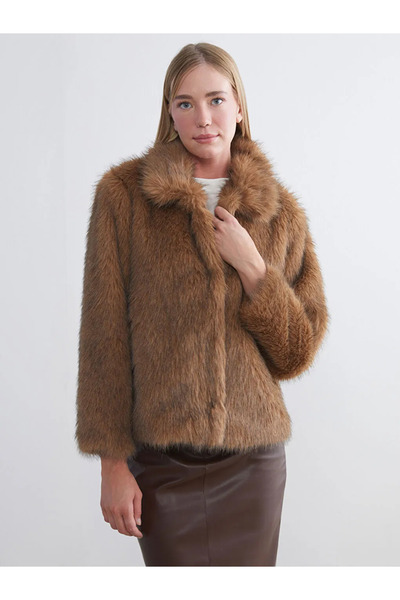 LC Waikiki Shirt Collar Women Faux Fur Coat