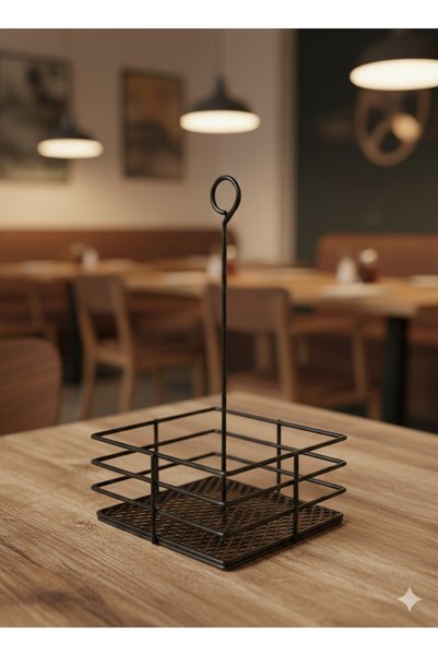 Atölye Asya Modern Square Metal Sauce Bowl Stand Tabletop Organizer Houseware Basket