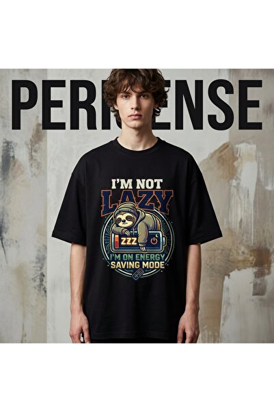 PERISENSE تي شيرت للجنسين أنا لست كسول، أنا في وضع توفير الطاقة مطبوع تي شيرت...