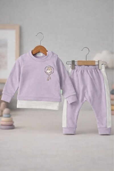 Superbaby Memoza costume with embroidery – cotton set, purple