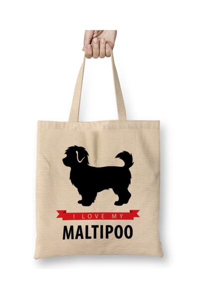 Toyaso Maltipoo Mom I Love My Maltipoo Dog White Tote Bag Long Handle Shoppin...