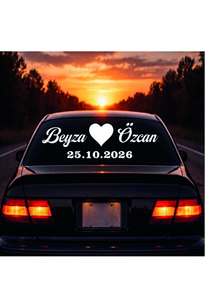 ÖZDİZAYNREKLAM Kişiye Özel Gelin Araba Akrası Yazı, Sticker, Kolay Yapıştırma...