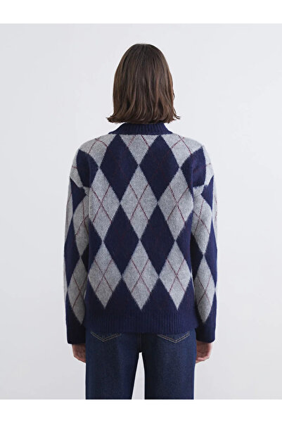 LC Waikiki Diamond Patterned Oversize Women's Knitwear Sweater