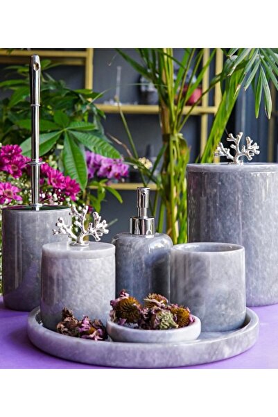 SAMM MARBLE Gri Mermer Banyo Seti 7li