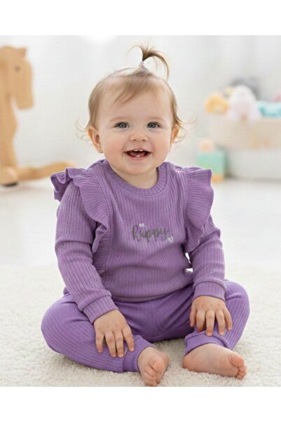 VOY KİDS Kız Bebek Happt Baskılı, Fitilli Kumaş, Mevsimlik 6-9-12-18-24 Ay Gü...